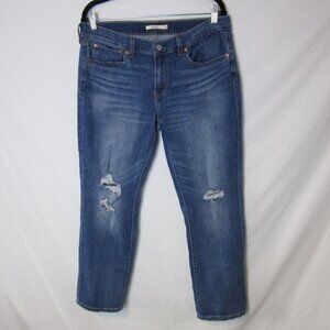 Levi's Boyfriend Jeans Ankle Distressed Blue Denim Classic Plus Size Womens 32